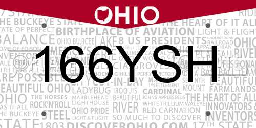 166YSH Ohio License Plate