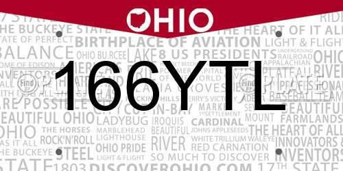 166YTL Ohio License Plate