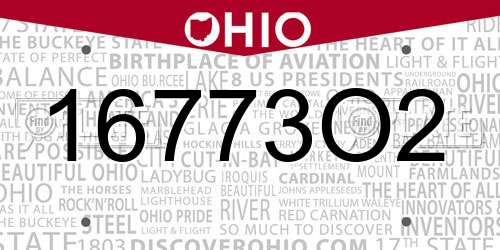 16773O2 Ohio License Plate