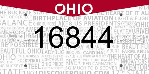 16844 Ohio License Plate