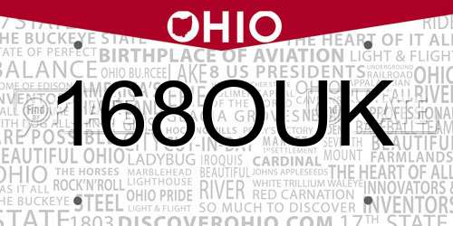 168OUK Ohio License Plate