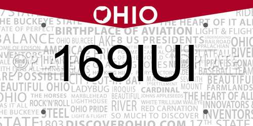 169IUI Ohio License Plate