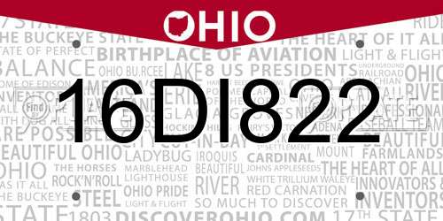 16DI822 Ohio License Plate