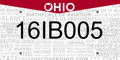 16IB005 Ohio License Plate