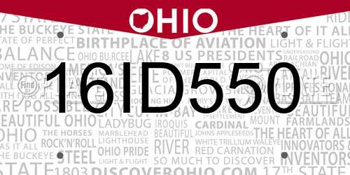 16ID550 Ohio License Plate