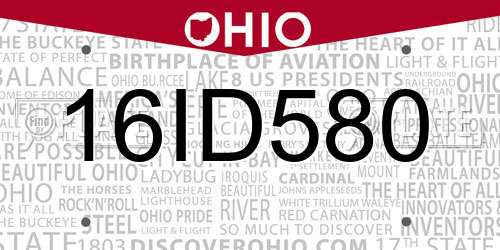 16ID580 Ohio License Plate