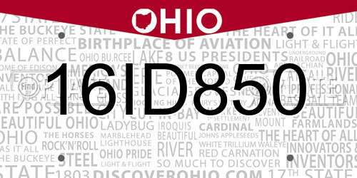 16ID850 Ohio License Plate