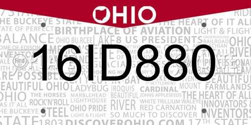 16ID880 Ohio License Plate