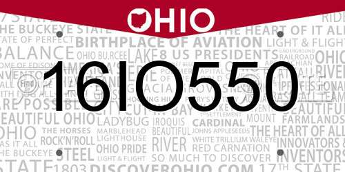 16IO550 Ohio License Plate