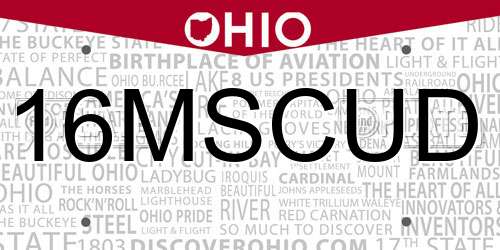 16MSCUD Ohio License Plate