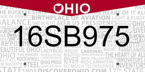 16SB975 Ohio License Plate
