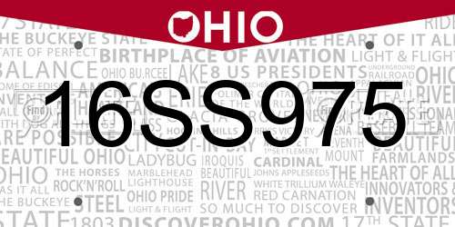 16SS975 Ohio License Plate