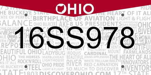 16SS978 Ohio License Plate