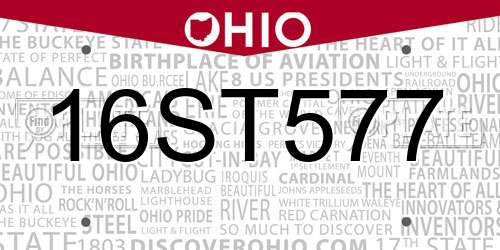 16ST577 Ohio License Plate