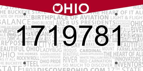 1719781 Ohio License Plate