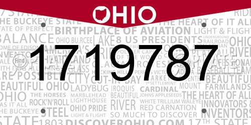 1719787 Ohio License Plate