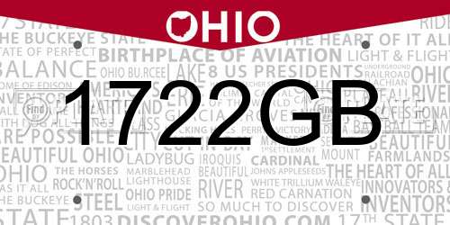 1722GB Ohio License Plate