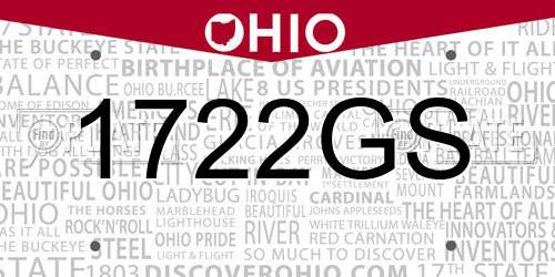 1722GS Ohio License Plate