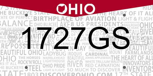 1727GS Ohio License Plate