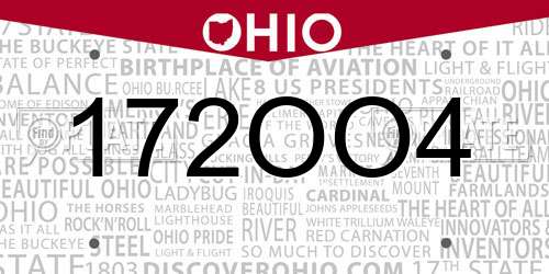 172OO4 Ohio License Plate