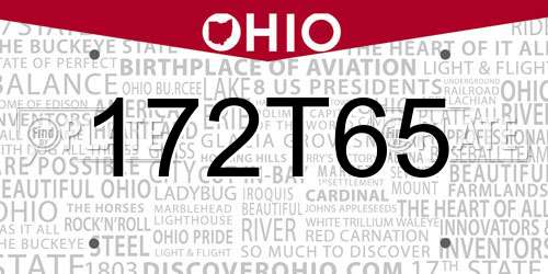 172T65 Ohio License Plate