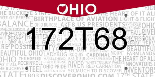172T68 Ohio License Plate