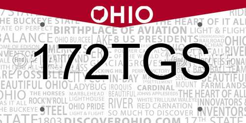 172TGS Ohio License Plate