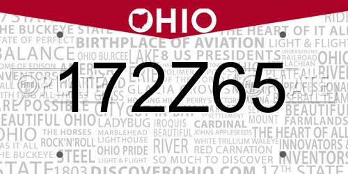 172Z65 Ohio License Plate