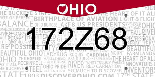 172Z68 Ohio License Plate