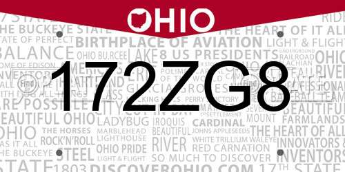 172ZG8 Ohio License Plate
