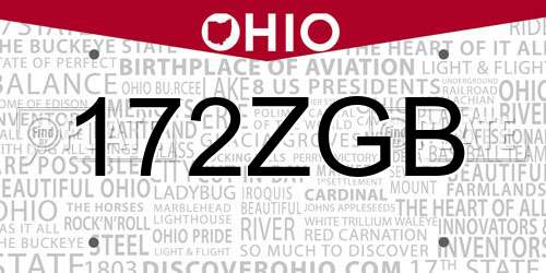172ZGB Ohio License Plate