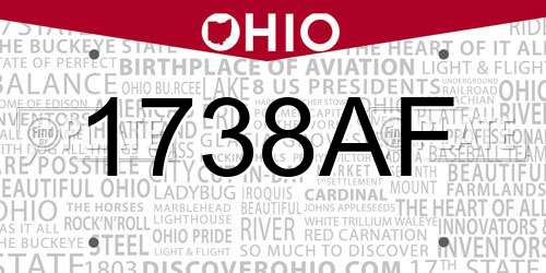1738AF Ohio License Plate