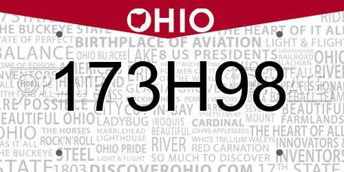 173H98 Ohio License Plate