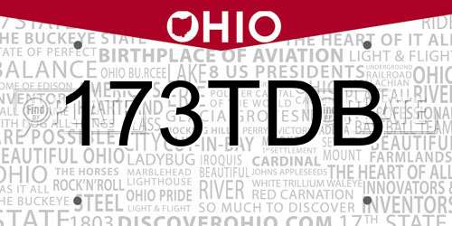173TDB Ohio License Plate