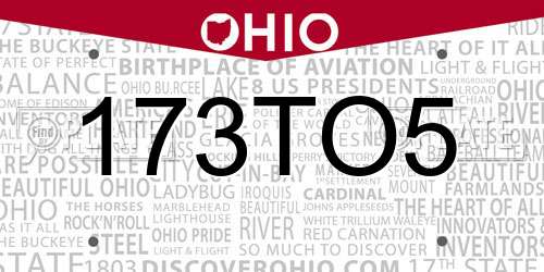 173TO5 Ohio License Plate