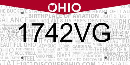 1742VG Ohio License Plate