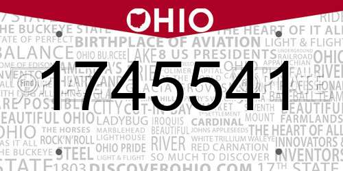 1745541 Ohio License Plate