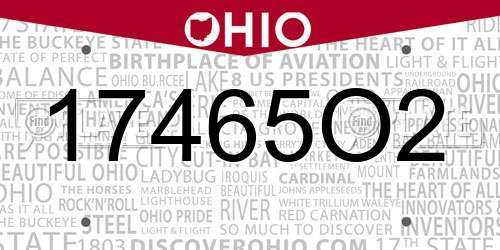 17465O2 Ohio License Plate
