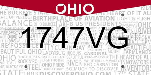 1747VG Ohio License Plate