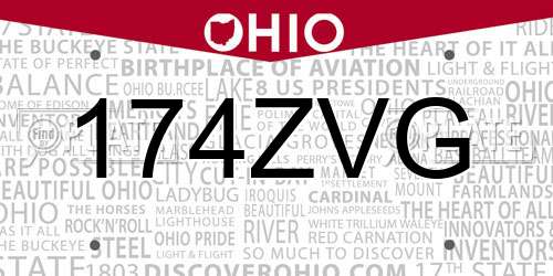 174ZVG Ohio License Plate