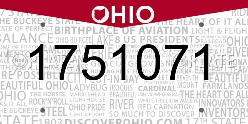 1751071 Ohio License Plate