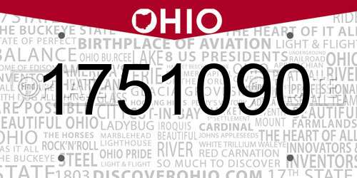 1751090 Ohio License Plate