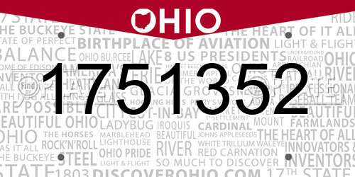 1751352 Ohio License Plate