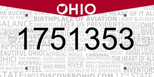 1751353 Ohio License Plate