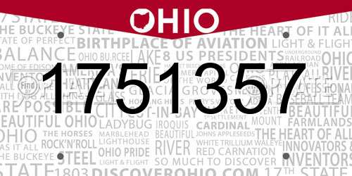 1751357 Ohio License Plate