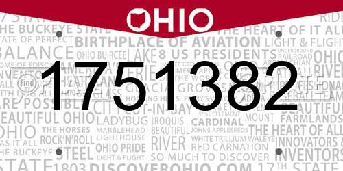 1751382 Ohio License Plate