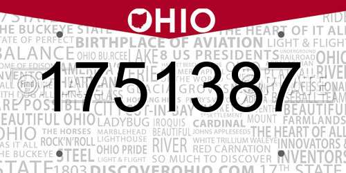1751387 Ohio License Plate