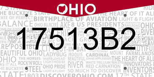 17513B2 Ohio License Plate