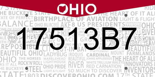 17513B7 Ohio License Plate