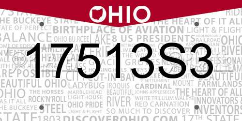 17513S3 Ohio License Plate